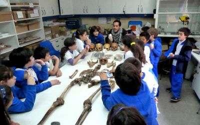Dos terceros básicos del colegio The Angels School de Ñuñoa realizaron una visita a los laboratorios del Depto. de Antropología . Fecha:10/10/12